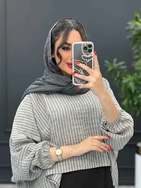 مانتو پیراهنی راه راه دو تیکه
