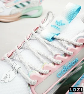کفش کتانی مردانه و زنانه سفید گلبهی پسته ای ADIDAS BONCE