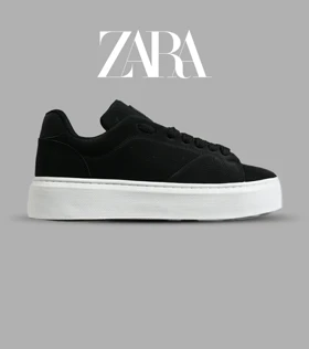 کفش کژوال مردانه چرمی مشکی سفید ZARA مدل 7372