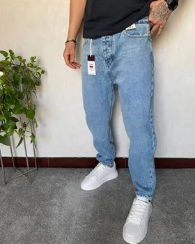 شلوار مام فیت پارچه ترک LEVI'S ابی روشن ساده