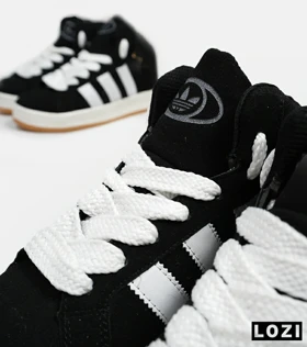 کفش کتانی نیم ساق مردانه و زنانه مشکی سفید ADIDAS Campus