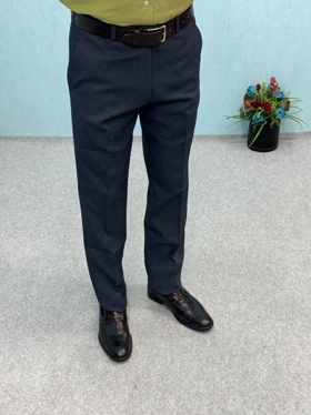 شلوار پارچه ایی راه راه مردانه قواره کلاسیک - رنگ زمینه سرمه ایی