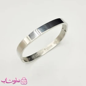 دستبند مردانه مدل کارتیه مربعی استیل نقره ای رنگ کد 260