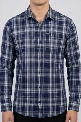 پیراهن مردانه چهارخانه آستین بلند نخ پنبه شیک 423
