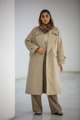 پالتو فوتر بلند آستین پاگون (کرم)