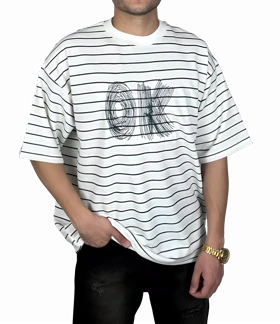 تیشرت قواره دار پنبه دوزی طرح(ok)