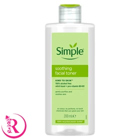 تونر آرامش بخش صورت سیمپل مناسب انواع پوست حجم 200 میلی لیتر
