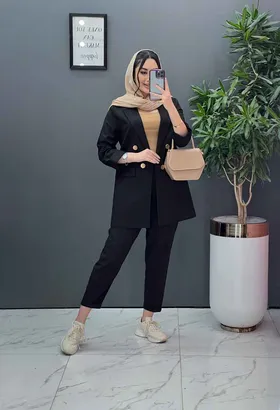 ست مانتو شلوار لینن چهاردکمه