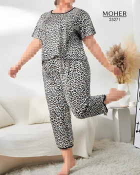 ست لباس راحتی زنانه سایز بزرگ طرح پلنگی