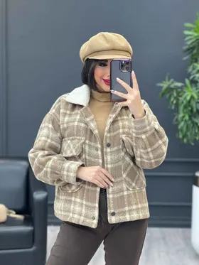 شکت چهارخونه یقه خز