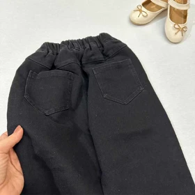 شلوار کتان مام دخترانه مشکی خرگوش دار