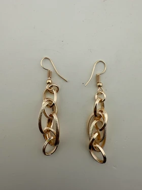 گوشواره آویز زنجیری طلایی