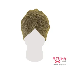 کلاه حجابی مجلسی مدل لمه طلایی (گره‌ای پلیسه‌دار)