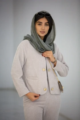 جکت زنانه دکمه نما آستردار