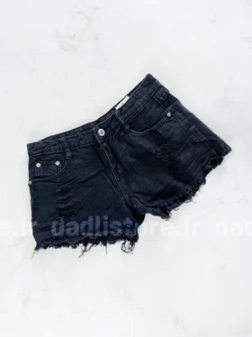 شورتک کوتاه جین مشکی زاپ‌دار