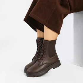 بوت و نیم بوت زنانه و دخترانه مدل بندی بغل زیپ رنگ قهوه ای کد M762