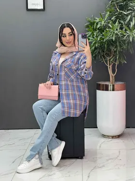 مانتو چهارخونه دو جیب
