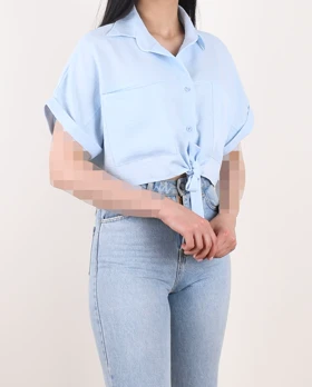 شومیز رنگی جلو گره‌ای