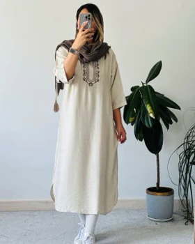 مانتو کفتان برفین با گلدوزی