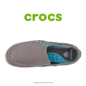 لوفر مردانه کراکس - Crocs Walu Accent Men Charcoal/Electric Blue