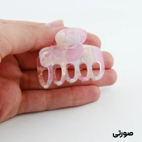 کلیپس دخترانه مدل بند انگشتی طرح خرچنگی آبرنگی (صورتی)