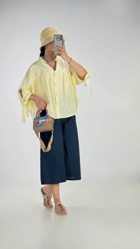 شومیز عروسکی  کد 500688 (لیمویی)