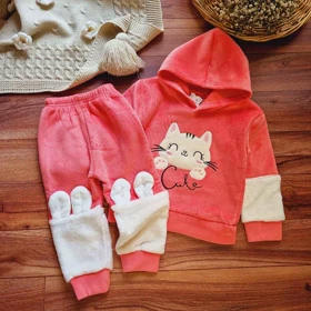 هودی و شلوار مخمل پیشی وارداتی