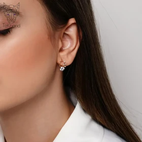 گوشواره حلقه‌ای جوانه الماس ژوپینگ