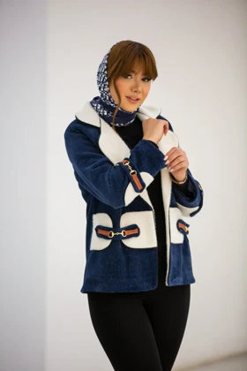 پالتو کت لمزور خرجکار چرم (سرمه ای)