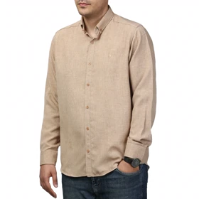 پیراهن آستین بلند لینن مردانه برند مد مدل 1410595