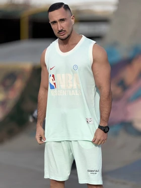 ست بسکتبالی نایک NBA (طرح اسنشیال) نخ پنبه و قواره لش (6 رنگ) (سبز پسته ای روشن)