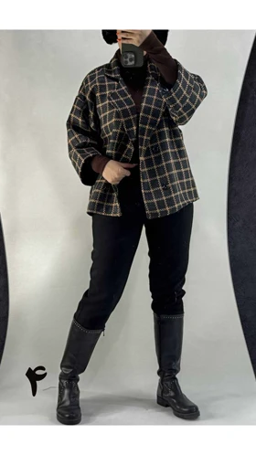 کت باکسی چهارخونه زنانه 66470