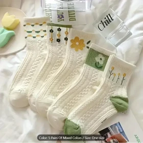 پک 5تایی جوراب مینیمال گل‌دار