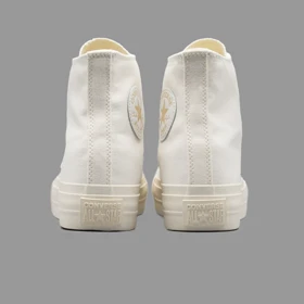 کانورس آل استار پلتفرم سفید طلایی ساق‌دار Converse All Star Platform White Gold Hightop