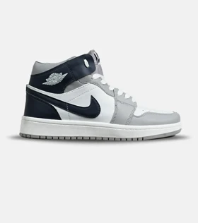 کفش کتانی ساق‌دار مردانه و زنانه سفید سرمه ای طوسی NIKE jordan 1 مدل 6580