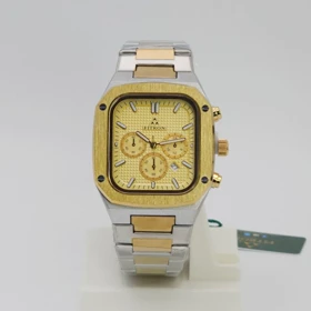 ساعت مچی مردانه فیترون Fitron 9950M با موتور کوارتز ژاپن و تاریخ دار (بند نقره ای طلایی با صفحه طلایی)