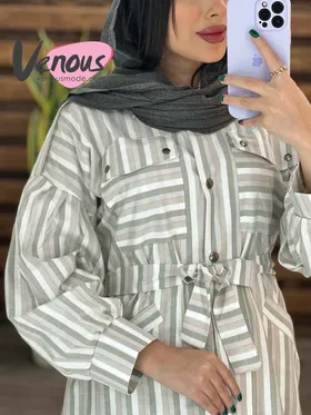 مانتو راه راه جلو دکمه