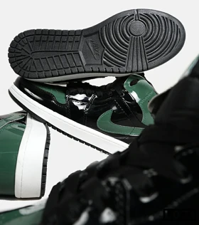 کفش کتانی ساق‌دار مردانه و زنانه مشکی سبز ورنی NIKE jordan 1