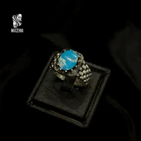 انگشترنقره مردانه فیروزه نیشابورکدaf1030
