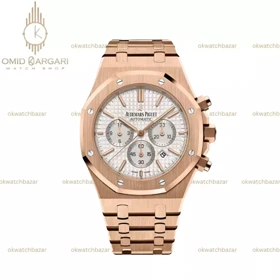 ساعت مچی اودمار پیگه کورنوگراف بند رزگلد صفحه سفید Audemars Piguet