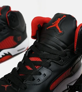 کتانی ساق‌دار زنانه و مردانه مشکی قرمز Nike air jordan 5