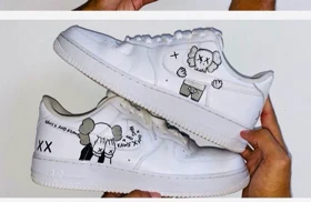 کفش اسپرت کاستوم کتانی با طرح Kaws نایک nike ایرفورس air force کد 88105