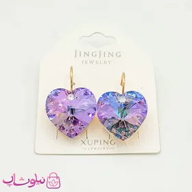 گوشواره ژوپینگ با کریستال سواروسکی بنفش آبی