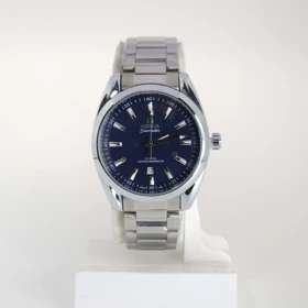 ساعت مچی مردانه اومگا Omega تاریخ دار با ماندگاری رنگ بالا (نقره ای صفحه آبی)