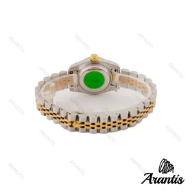 ساعت رولکس زنانه دورنگ طلایی صفحه سرمه ای اسمال w-8405
