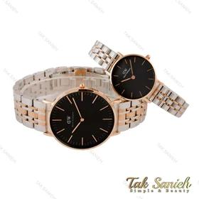 ساعت دنیل ولینگتون ست دورنگ رزگلد صفحه مشکی DW-4428-28-S