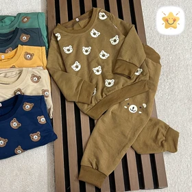 بلوز شلوار اسپرت (دختر و پسر) اقتصادی مدل خرسی کد 19 مناسب 2 تا 8 سال