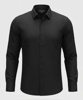 پیراهن مردانه مشکی آستین بلند ساده 0173