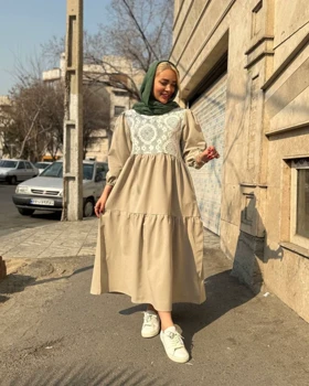 پیراهن زنانه بلند مدل دوچین کد 2843