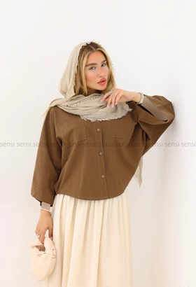 شومیز زنانه لینن باکسی کیمونو کد1006056